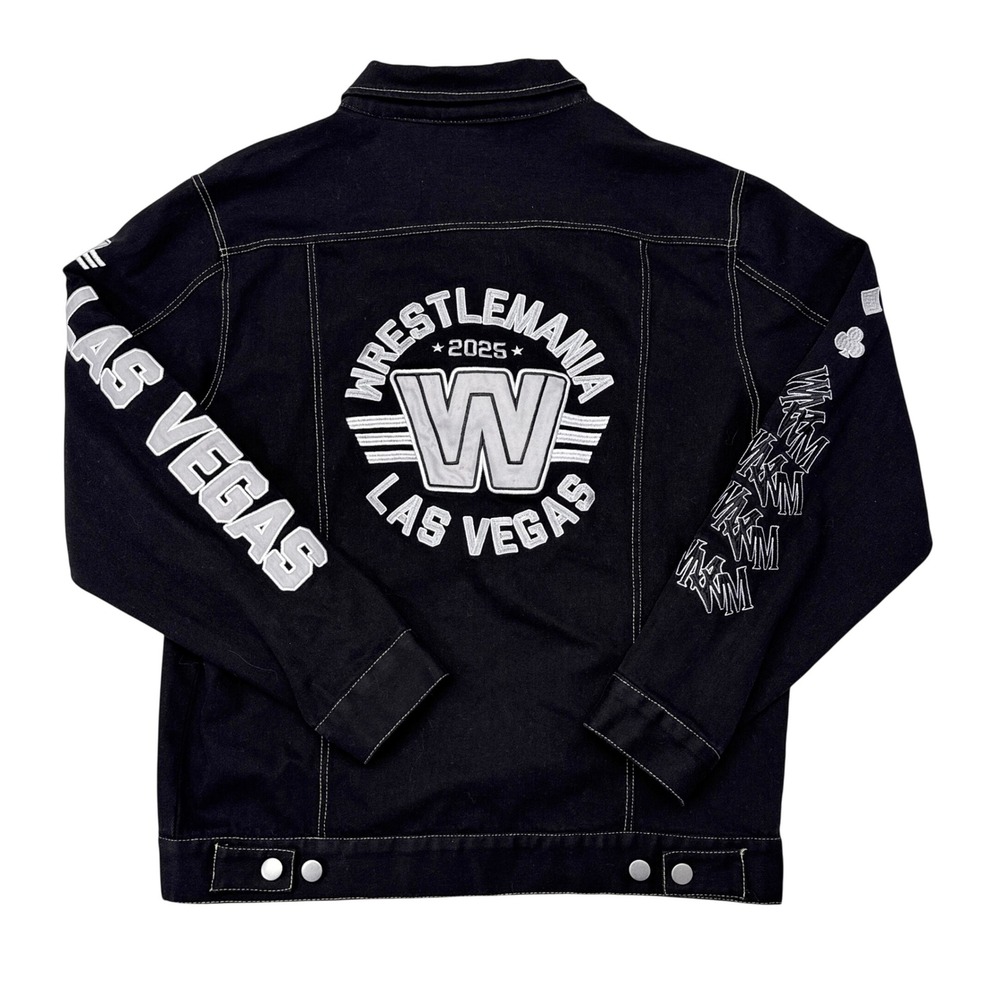 WWE Wrestlemania 41 Las Vegas Denim Jacket Size Medium Black Wrestling 2025